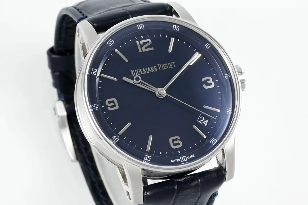 watch Audemars Piguet CODE 11.59 Blue Dial Three-Hand Automatic Watch with Leather Strap