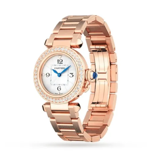 Cartier Pasha de Cartier Women Quartz Silver 18ct Rose Gold Watch WJPA0018