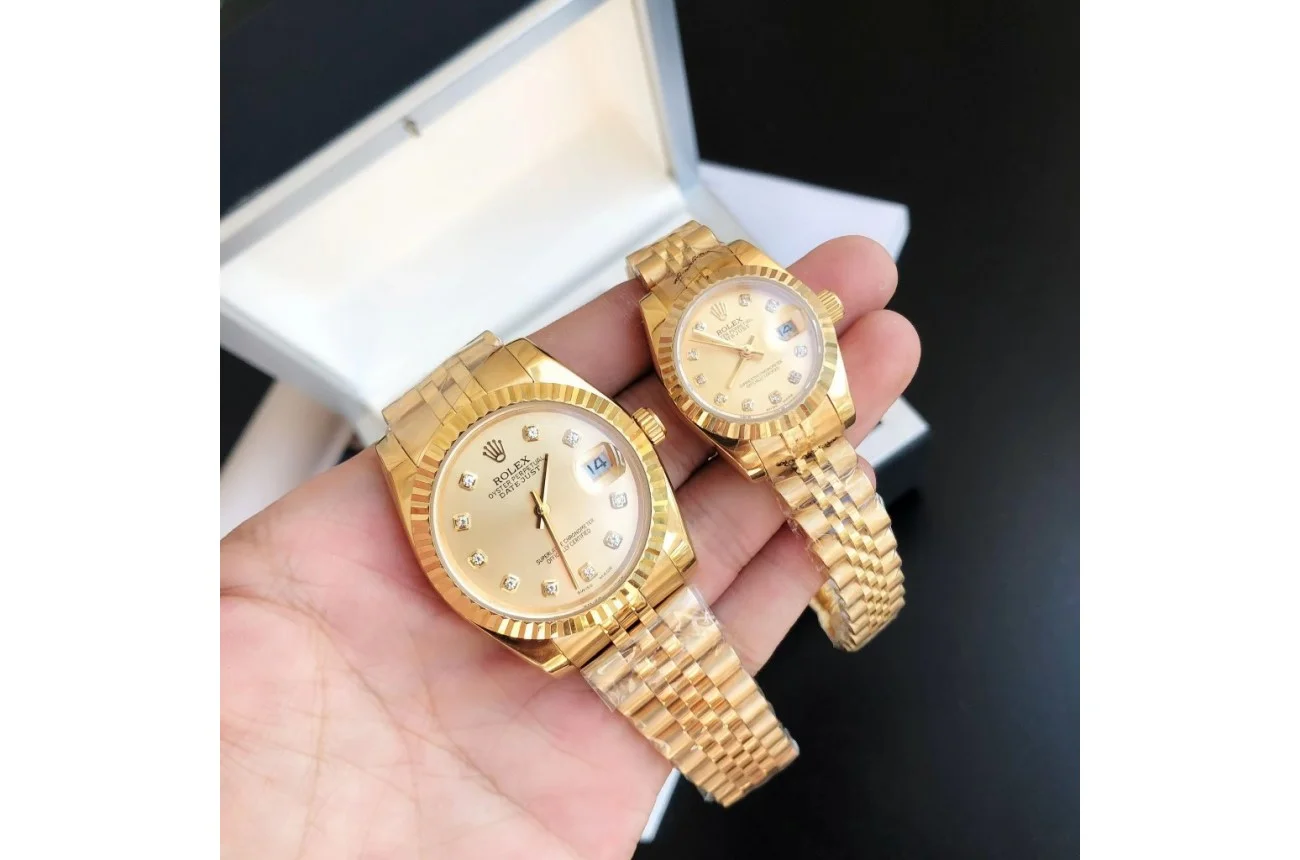 Couple Watches Rolex Datejust 36/28mm RG/RG Jub Gold/Dial