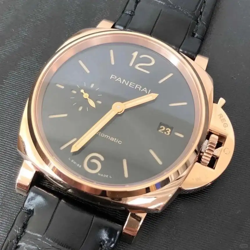Panerai Luminor Due Men Automatic Black Alligator Watch PAM01029