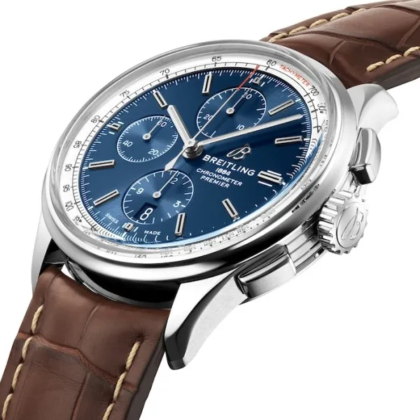 Breitling Premier Men Automatic Blue Crocodile Watch A13315351C1P1