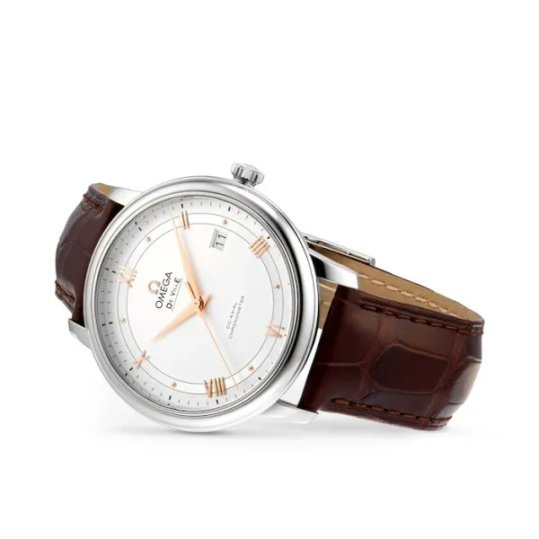 Omega De Ville Men Automatic Silver Leather Watch O42413402002002