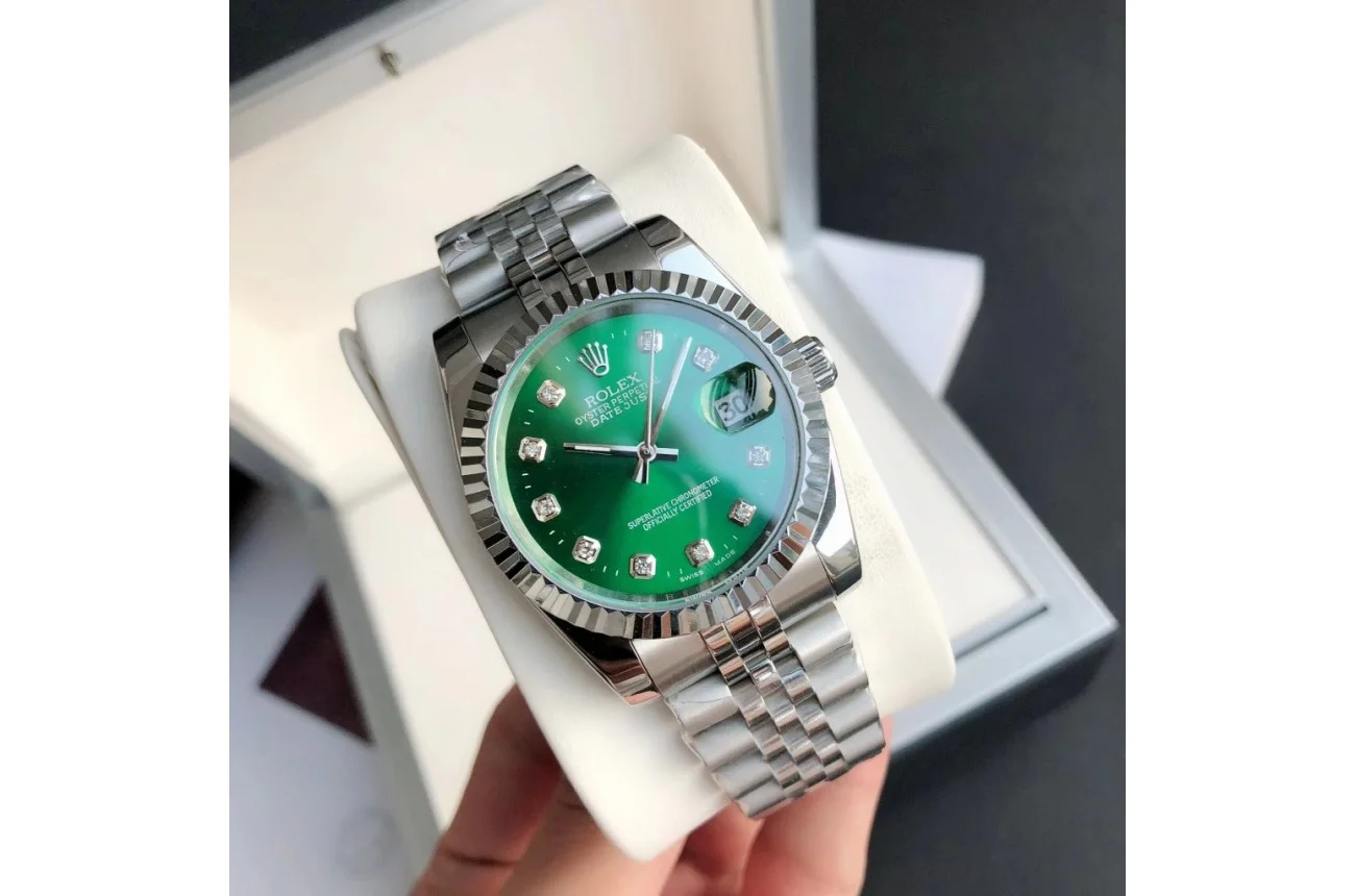 Couple Watches Rolex Datejust 36/28mm SS/SS Jub Green/Dia