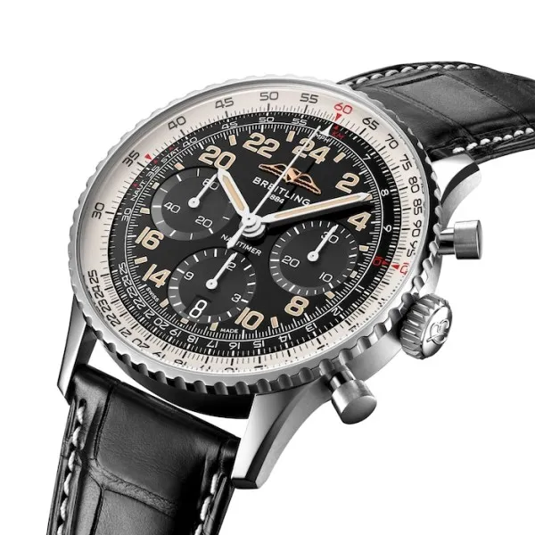 Breitling Navitimer Men Automatic Black Crocodile Watch PB02301A1B1P1