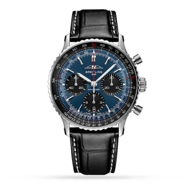 Breitling Navitimer Men Automatic Blue Alligator Watch AB0139241C1P1
