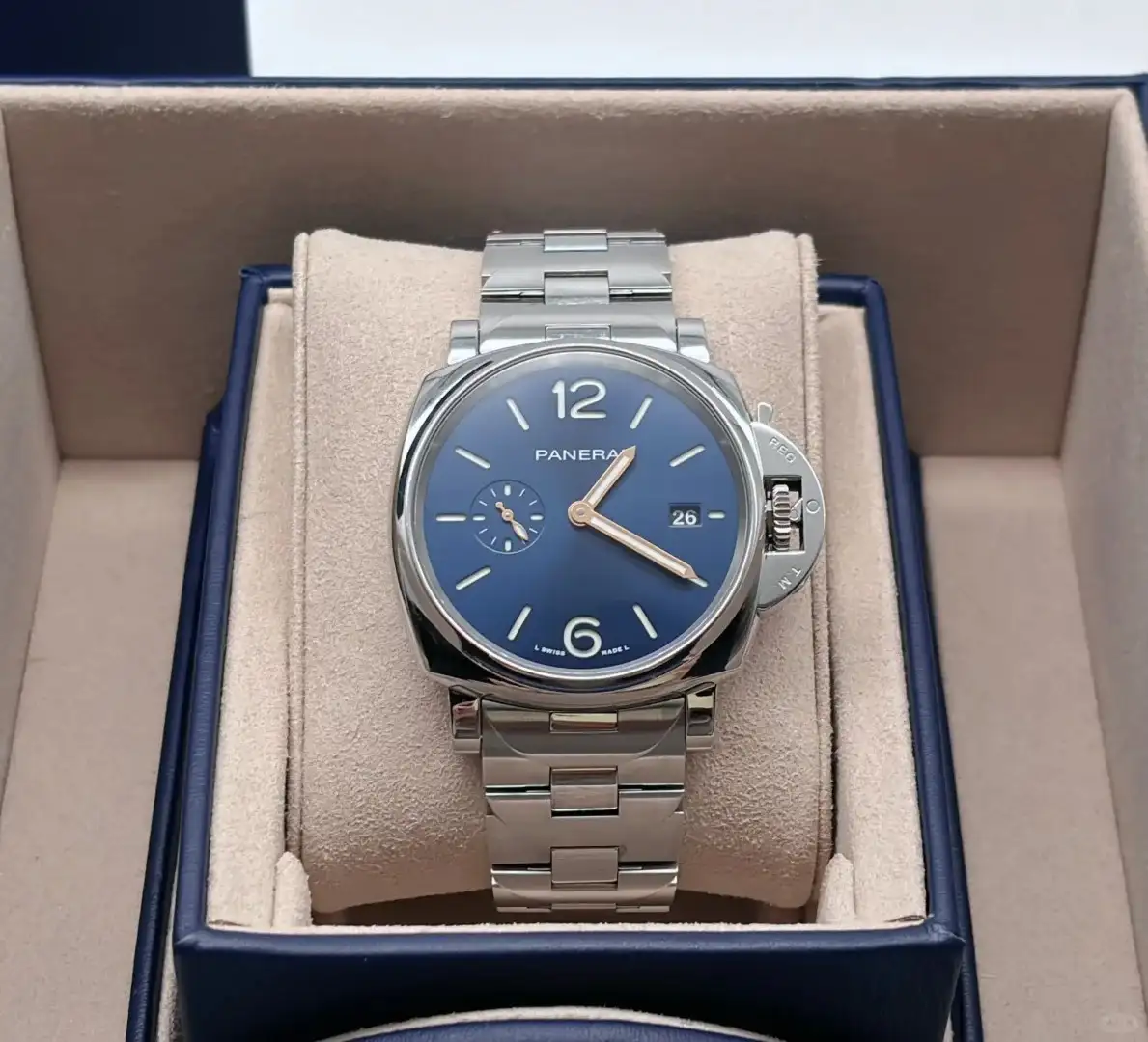 Panerai Luminor Due Men Automatic Blue Stainless Steel Watch PAM01124