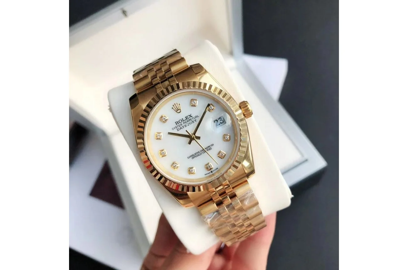 Couple Watches Rolex Datejust 36/28mm RG/RG Jub White/Dial