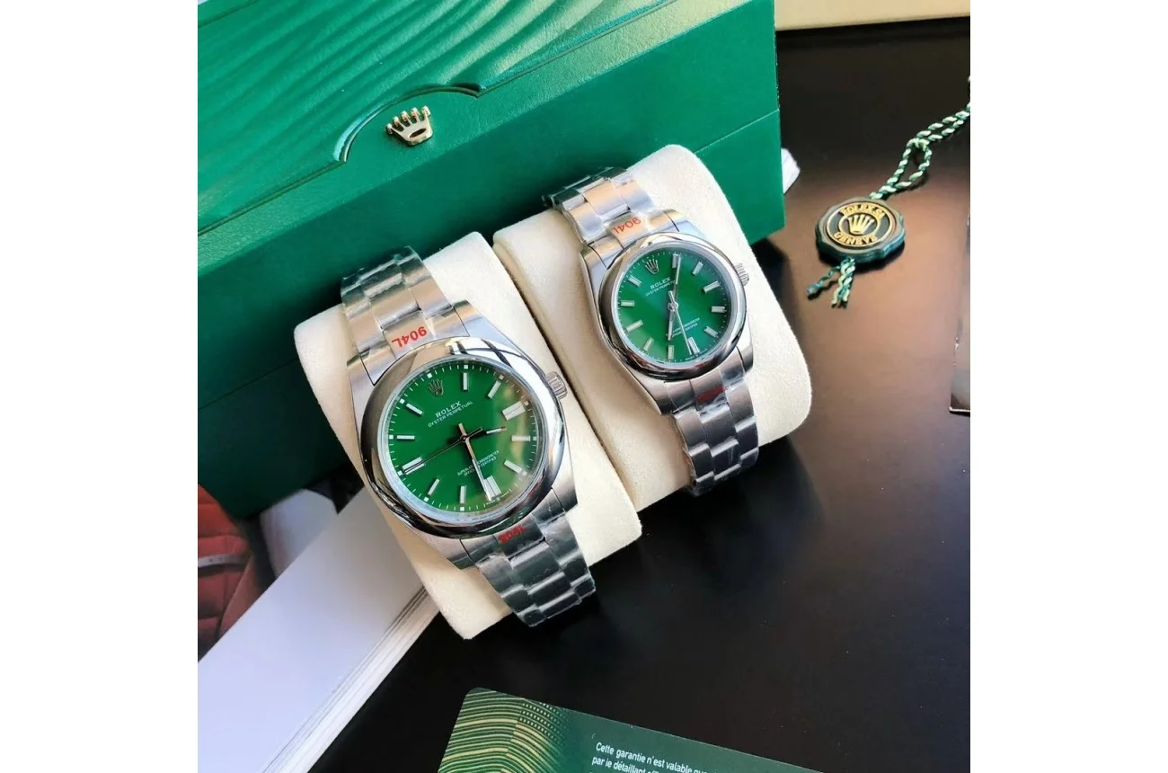 Couple Watches Rolex Oyster Perpetual 31/41mm SS/SS Green/Stk